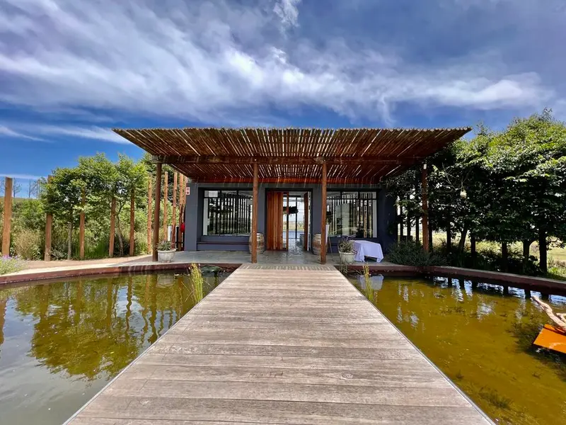 The walkway over the water to the Brahman Hills wedding venue in Nottingham Road