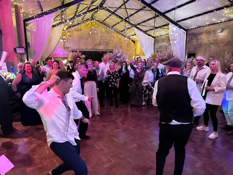 Guests dancing on the Netherwood Farm dancefloor as the party gets going