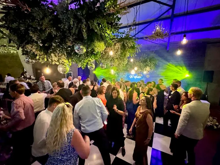 Wedding reception dancefloor at Netherwood Farm in the Midlands