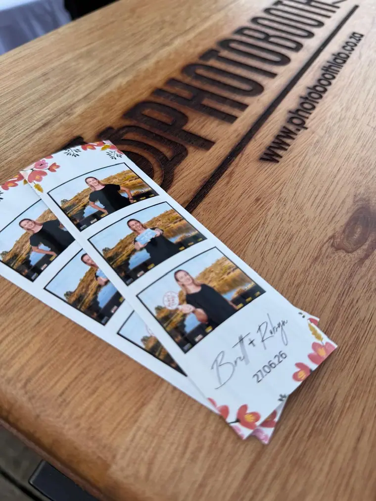 Personalised photobooth print strips from a KZN wedding