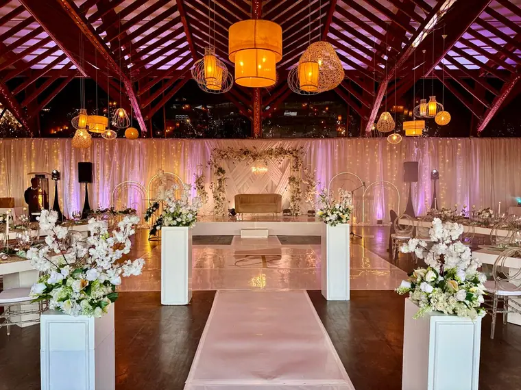 Uplighting and moving heads set up in the Brahman Hills reception room