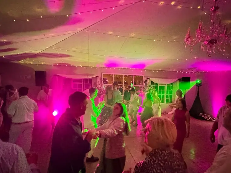 Dancefloor beneath the draped ceiling at Providence Country Estate