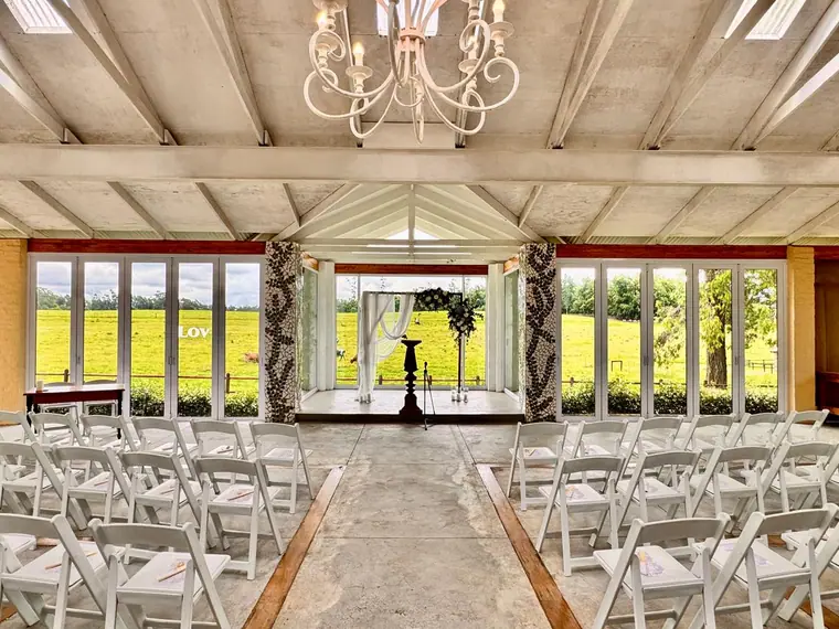 The open-sided Pavilion set for a ceremony at The Gallery